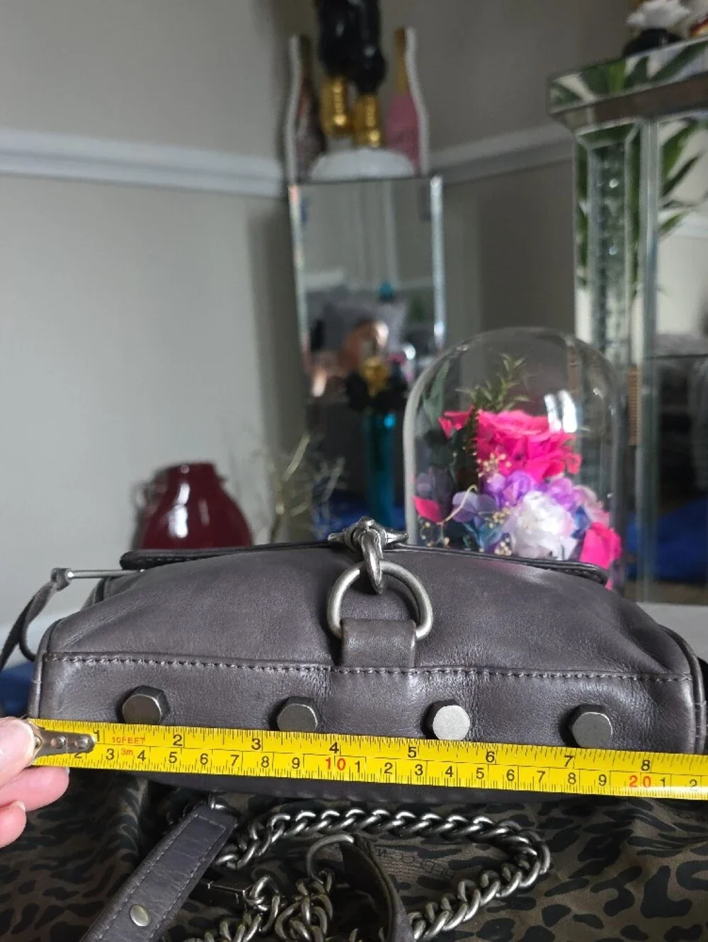Rebecca Minkoff Gray Leather Crossbody with Chain Strap